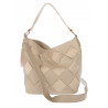 Torebka damska shopper worek pleciona zamszowa na ramię modna KSD064 Beżowa