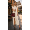 Torebka damska shopper worek pleciona zamszowa modna torba KSD064 Bordowa