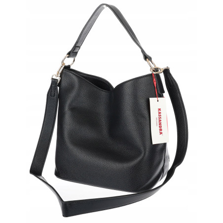 Torebka damska shopper worek pleciona zamszowa na ramię modna KSD064 Czarna