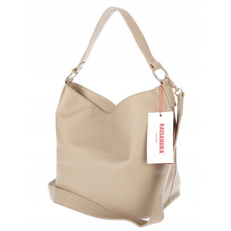 Torebka damska shopper worek pleciona zamszowa na ramię modna KSD064 Beżowa