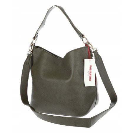 Torebka damska shopper worek pleciona zamszowa modna torba KSD064 Zielona