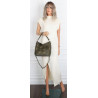 Torebka damska shopper worek pleciona zamszowa modna torba KSD064 Zielona