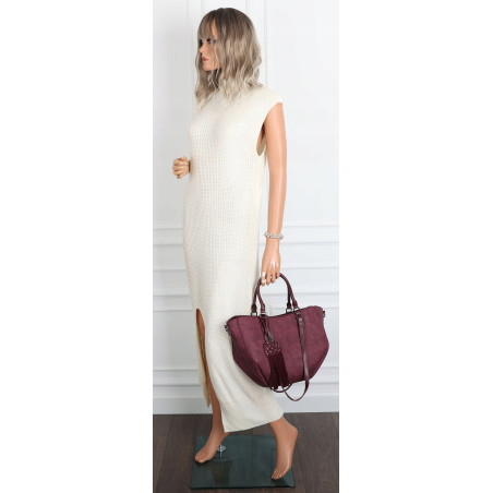 Torebka Damska Shopper na Ramię modna do ręki Listonoszka MC936 Bordowa