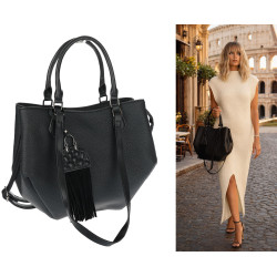 Torebka Damska Shopper na Ramię modna do ręki Listonoszka MC936 Czarna