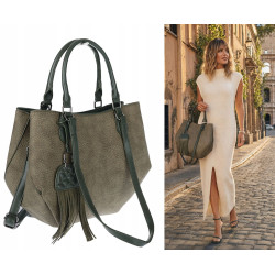 Torebka Damska Shopper na Ramię modna do ręki Listonoszka MC936 Zielona