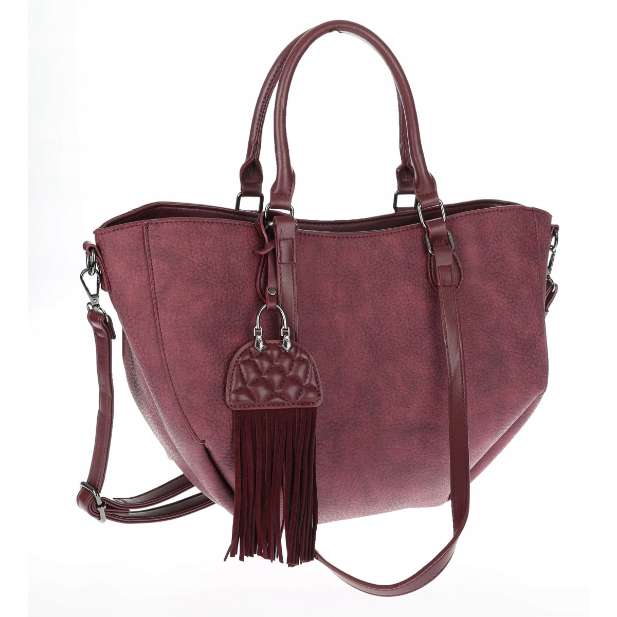 Torebka Damska Shopper na Ramię modna do ręki Listonoszka MC936 Bordowa