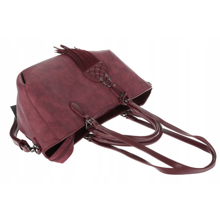 Torebka Damska Shopper na Ramię modna do ręki Listonoszka MC936 Bordowa
