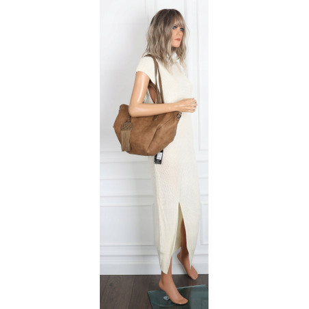Torebka Damska Shopper na Ramię modna do ręki Listonoszka MC936 Beżowa