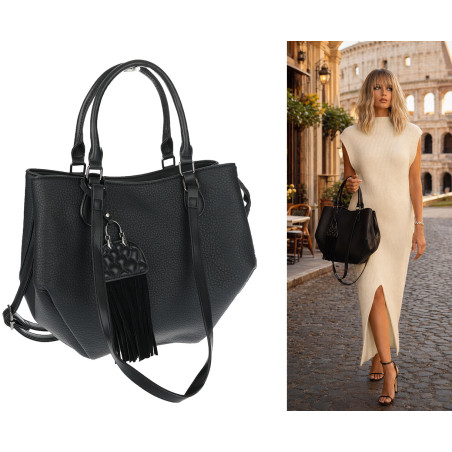 Torebka Damska Shopper na Ramię modna do ręki Listonoszka MC936 Czarna