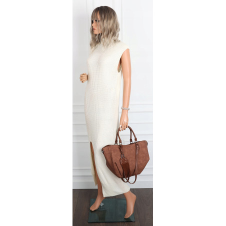 Torebka Damska Shopper na Ramię modna do ręki Listonoszka MC936 Brązowa