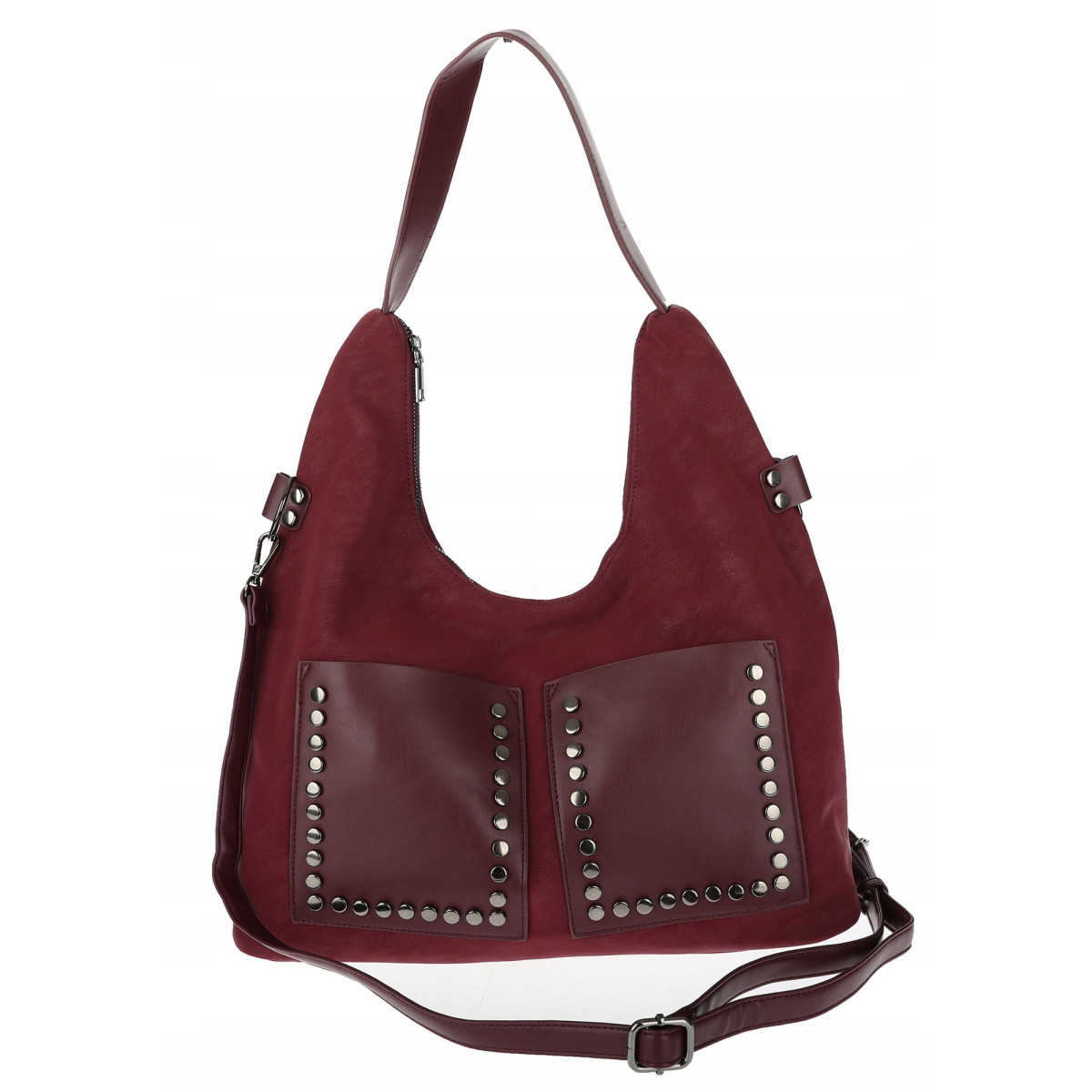 Torebka Damska Shopper na Ramię worek modna torba Listonoszka MC868 Bordowa