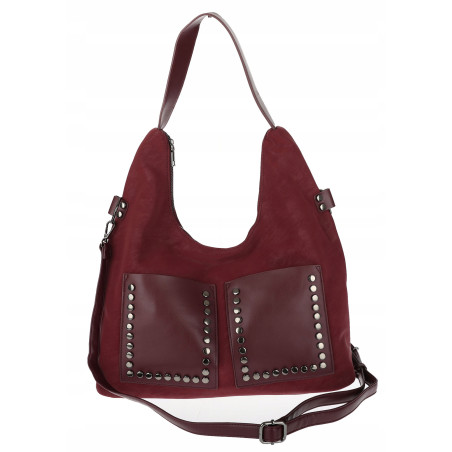 Torebka Damska Shopper na Ramię worek modna torba Listonoszka MC868 Bordowa