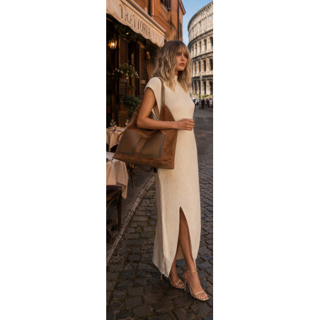 Torebka Damska Shopper na Ramię worek modna torba Listonoszka MC868 Beżowa