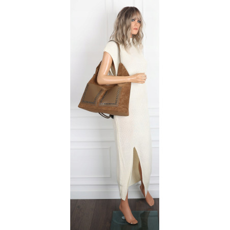 Torebka Damska Shopper na Ramię worek modna torba Listonoszka MC868 Beżowa