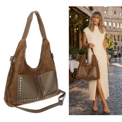 Torebka Damska Shopper na Ramię worek modna torba Listonoszka MC868 Beżowa
