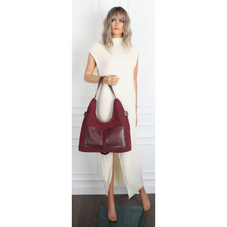 Torebka Damska Shopper na Ramię worek modna torba Listonoszka MC868 Bordowa