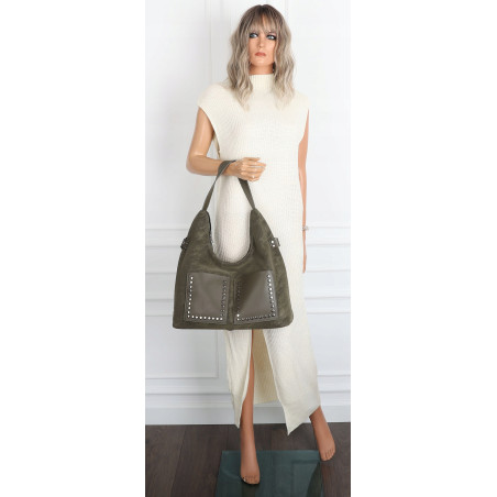 Torebka Damska Shopper na Ramię worek modna torba Listonoszka MC868 Zielona