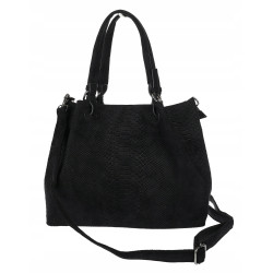 Torebka damska zamszowa shopper na ramię do ręki listonoszka PB140 Czarna