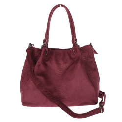 Torebka damska zamszowa shopper na ramię do ręki listonoszka PB140 Bordowa