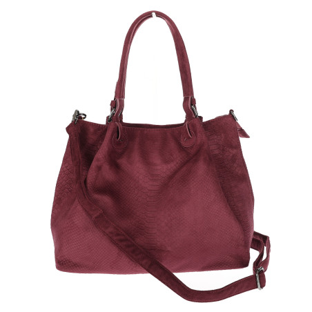 Torebka damska zamszowa shopper na ramię do ręki listonoszka PB140 Bordowa