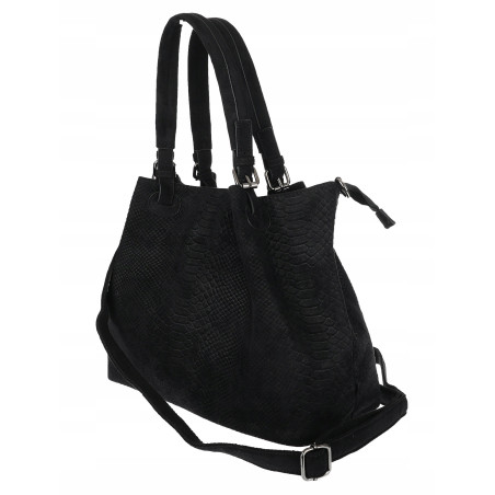 Torebka damska zamszowa shopper na ramię do ręki listonoszka PB140 Czarna
