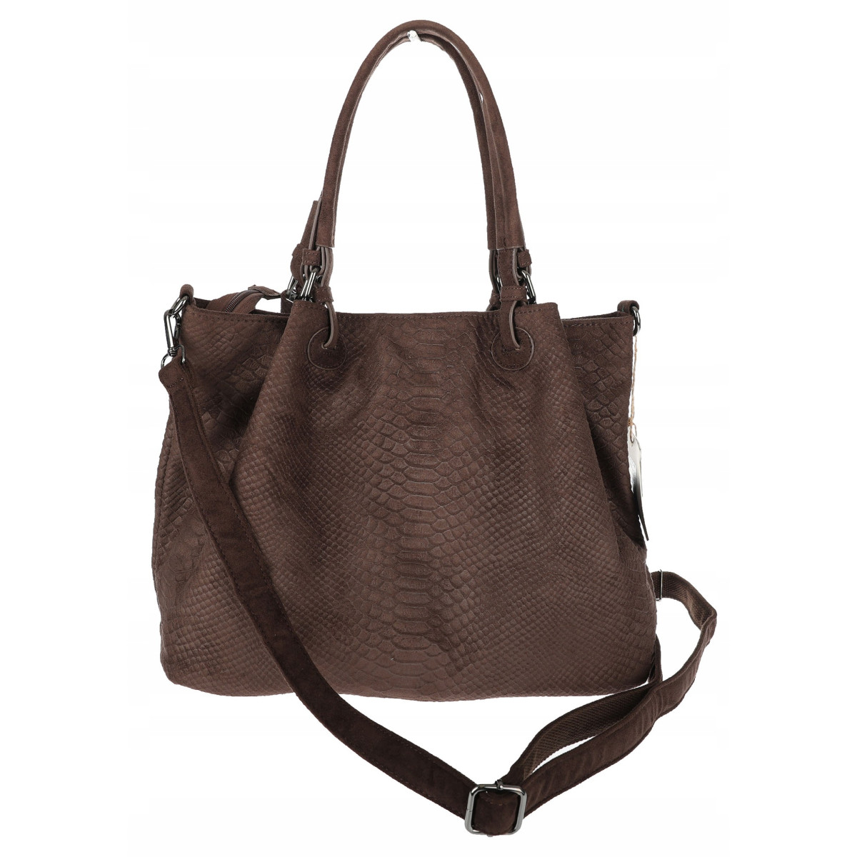 Torebka damska zamszowa shopper na ramię listonoszka PB140 Czekoladowa