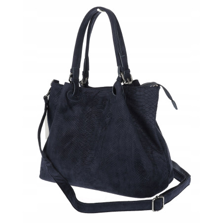 Torebka damska zamszowa worek shopper na ramię listonoszka PB140 Granatowa