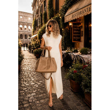 Torebka damska zamszowa worek shopper na ramię listonoszka PB140 Beżowa