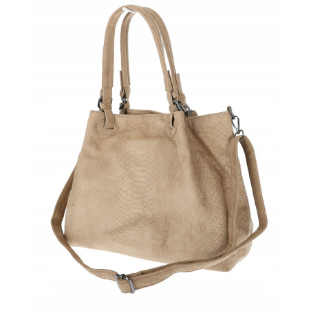 Torebka damska zamszowa worek shopper na ramię listonoszka PB140 Beżowa