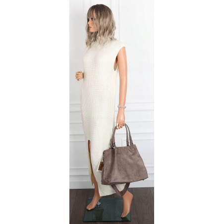 Torebka damska zamszowa worek shopper na ramię listonoszka PB140 Beżowa