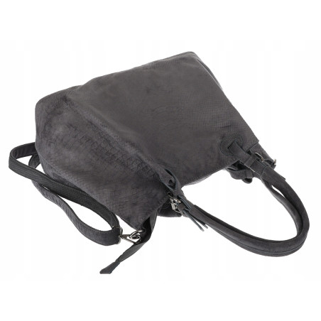 Torebka damska zamszowa worek shopper na ramię listonoszka PB140 Szara