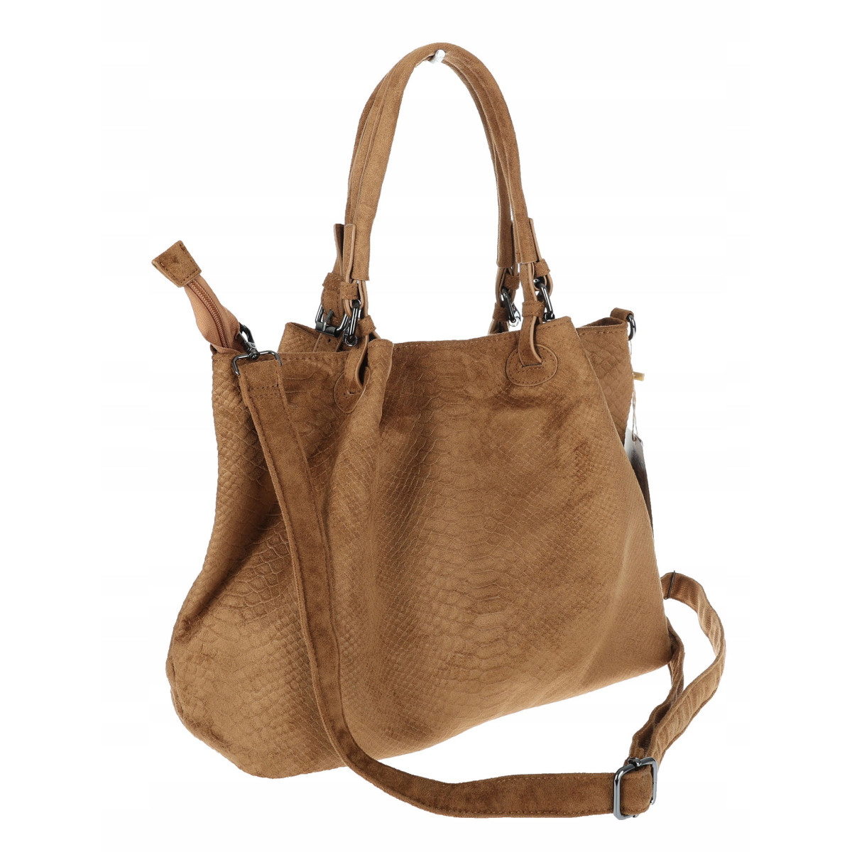 Torebka damska zamszowa shopper na ramię do ręki listonoszka PB140 Brązowa