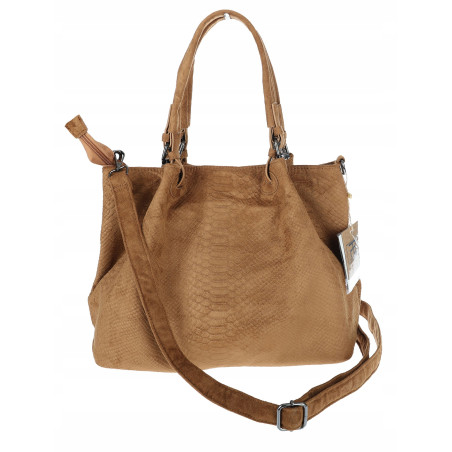 Torebka damska zamszowa shopper na ramię do ręki listonoszka PB140 Brązowa