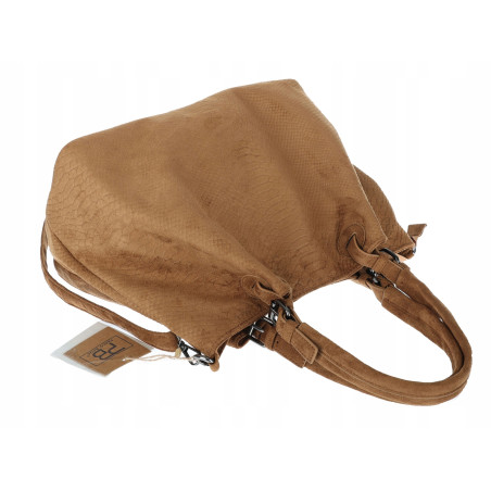 Torebka damska zamszowa shopper na ramię do ręki listonoszka PB140 Brązowa