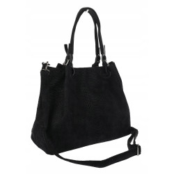 Torebka damska zamszowa shopper na ramię do ręki listonoszka PB140 Czarna