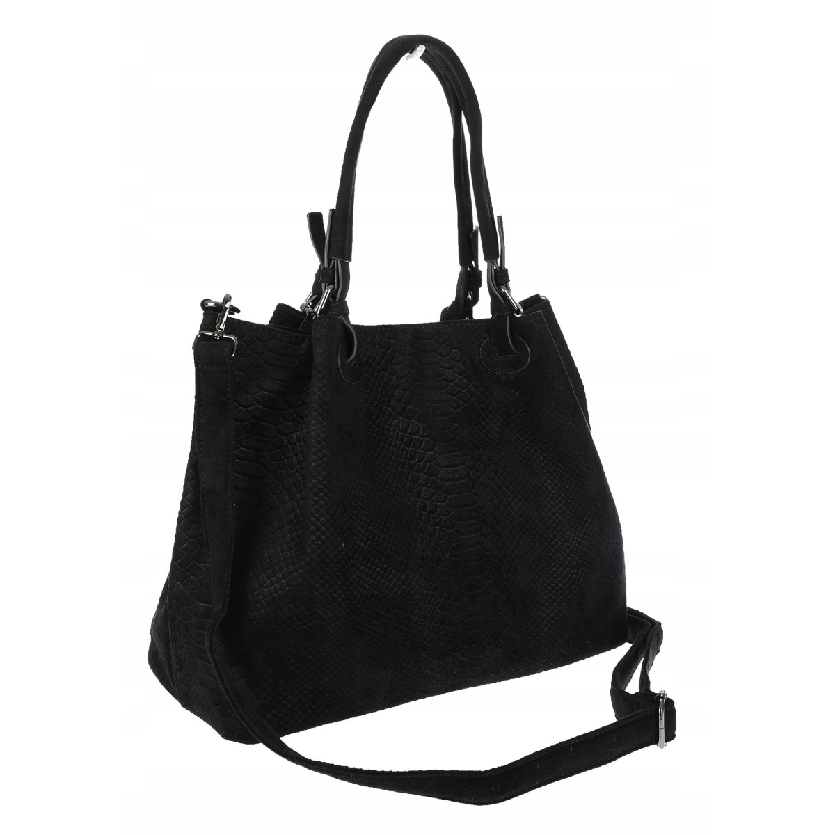 Torebka damska zamszowa shopper na ramię do ręki listonoszka PB140 Czarna
