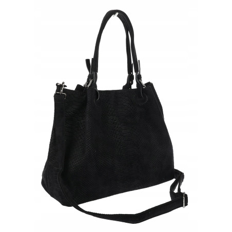 Torebka damska zamszowa shopper na ramię do ręki listonoszka PB140 Czarna