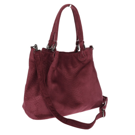 Torebka damska zamszowa shopper na ramię do ręki listonoszka PB140 Bordowa