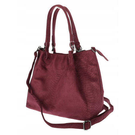 Torebka damska zamszowa shopper na ramię do ręki listonoszka PB140 Bordowa