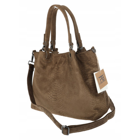 Torebka damska zamszowa shopper na ramię do ręki listonoszka PB140 Zielona