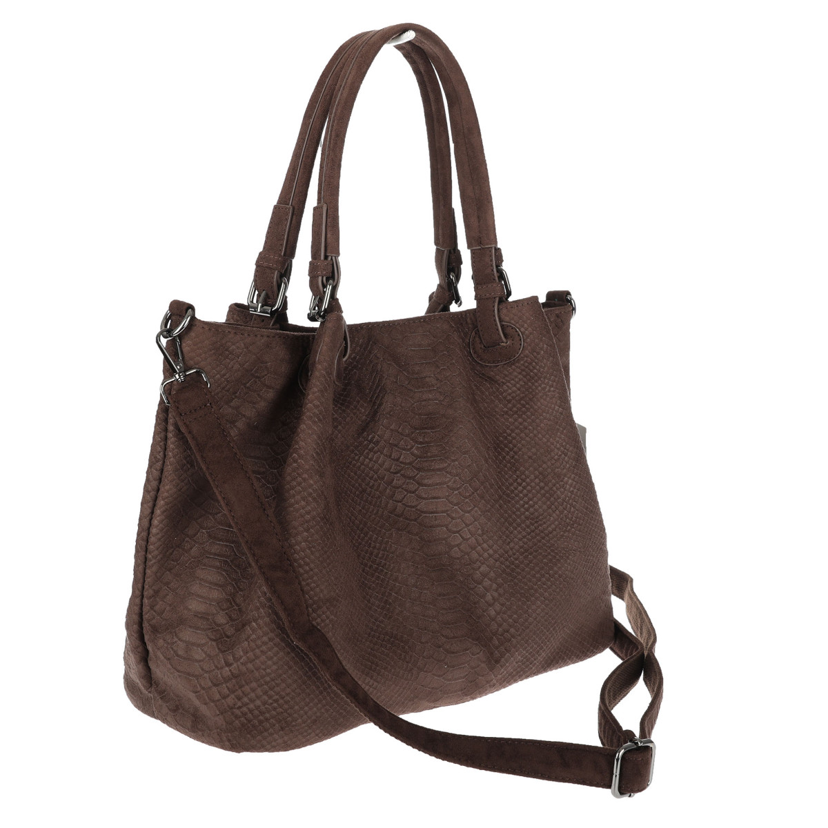 Torebka damska zamszowa shopper na ramię listonoszka PB140 Czekoladowa