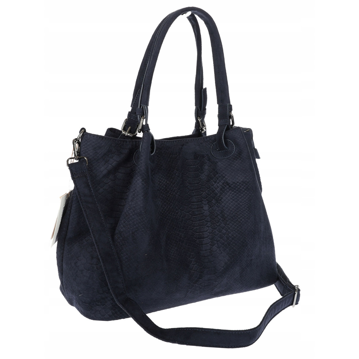 Torebka damska zamszowa worek shopper na ramię listonoszka PB140 Granatowa