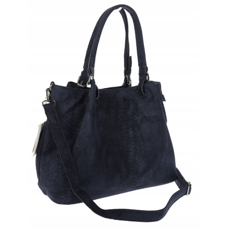 Torebka damska zamszowa worek shopper na ramię listonoszka PB140 Granatowa