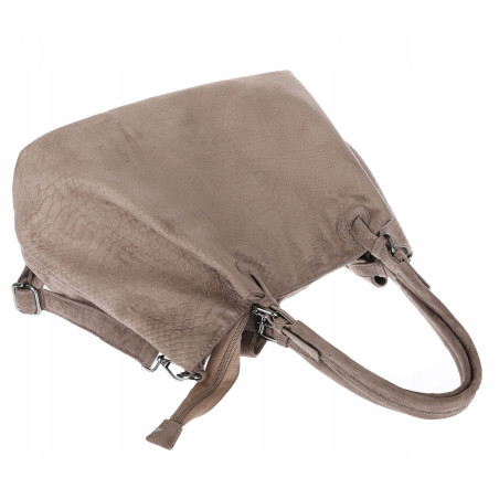 Torebka damska zamszowa worek shopper na ramię listonoszka PB140 Beżowa
