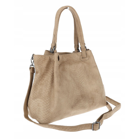 Torebka damska zamszowa worek shopper na ramię listonoszka PB140 Beżowa