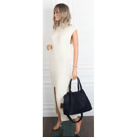 Torebka damska zamszowa worek shopper na ramię listonoszka PB140 Granatowa