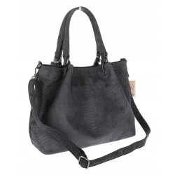 Torebka damska zamszowa worek shopper na ramię listonoszka PB140 Szara
