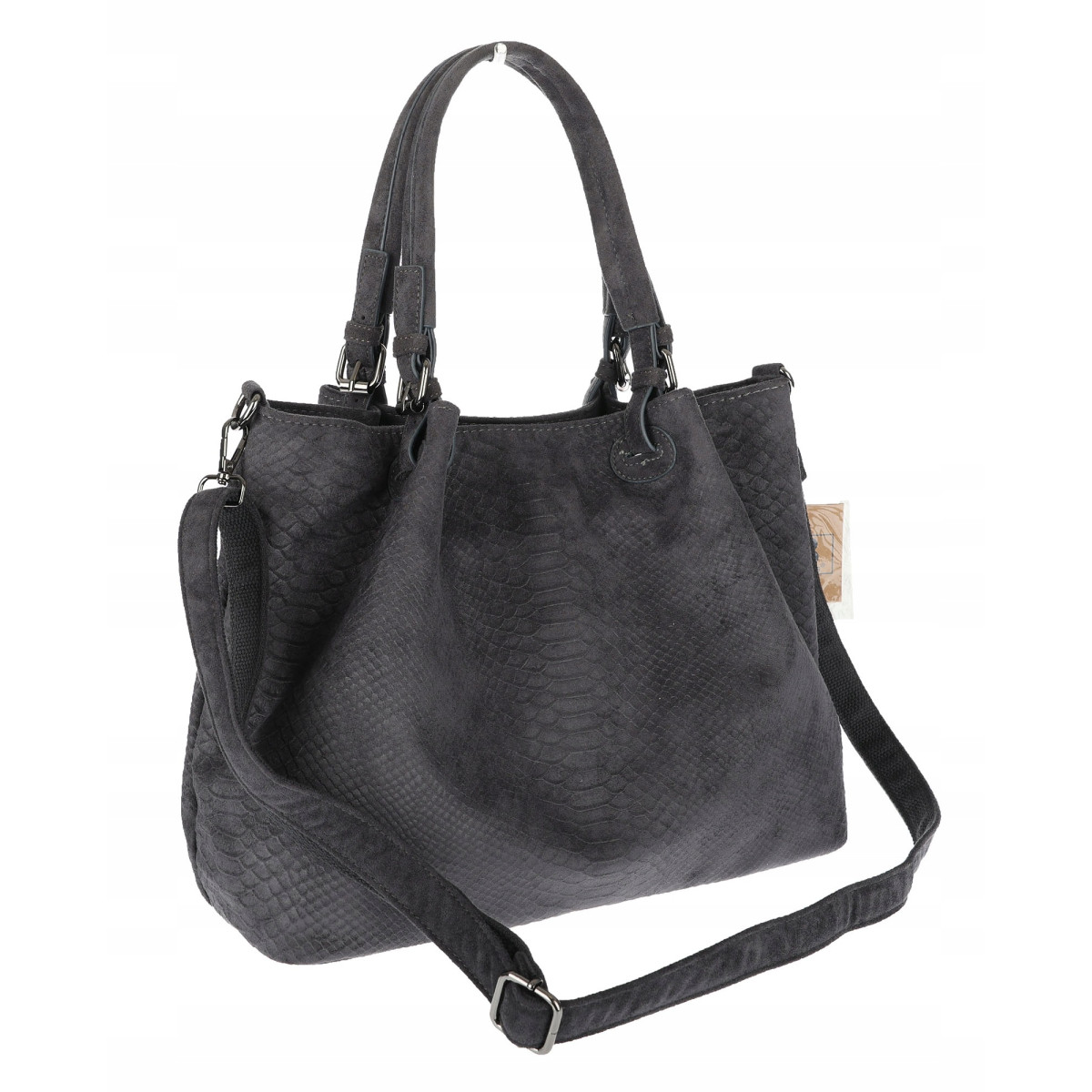 Torebka damska zamszowa worek shopper na ramię listonoszka PB140 Szara