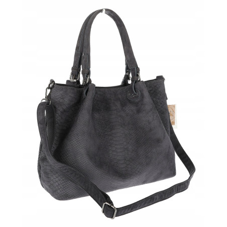Torebka damska zamszowa worek shopper na ramię listonoszka PB140 Szara