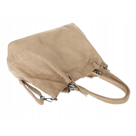 Torebka damska zamszowa worek shopper na ramię listonoszka PB140 Beżowa